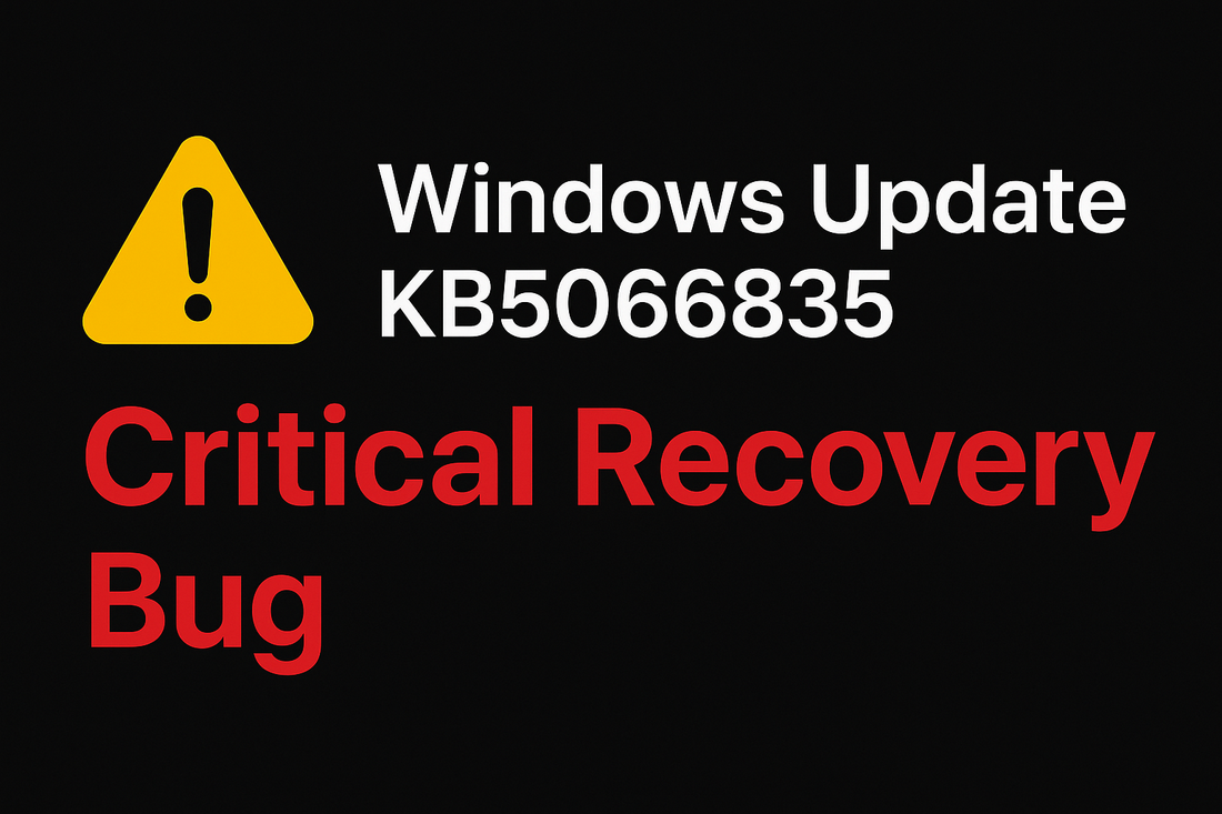 ⚠️ Windows Update KB5066835 — Major Boot & Recovery Failure Alert